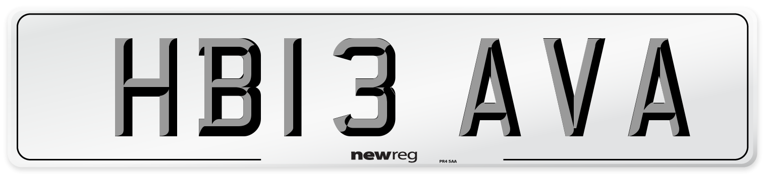 HB13 AVA Number Plate from New Reg